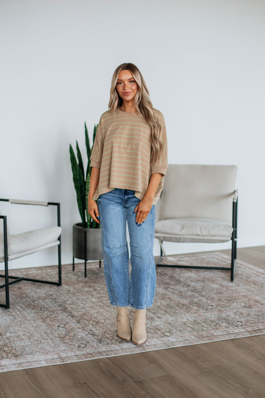 Zaria Striped Top - Tan