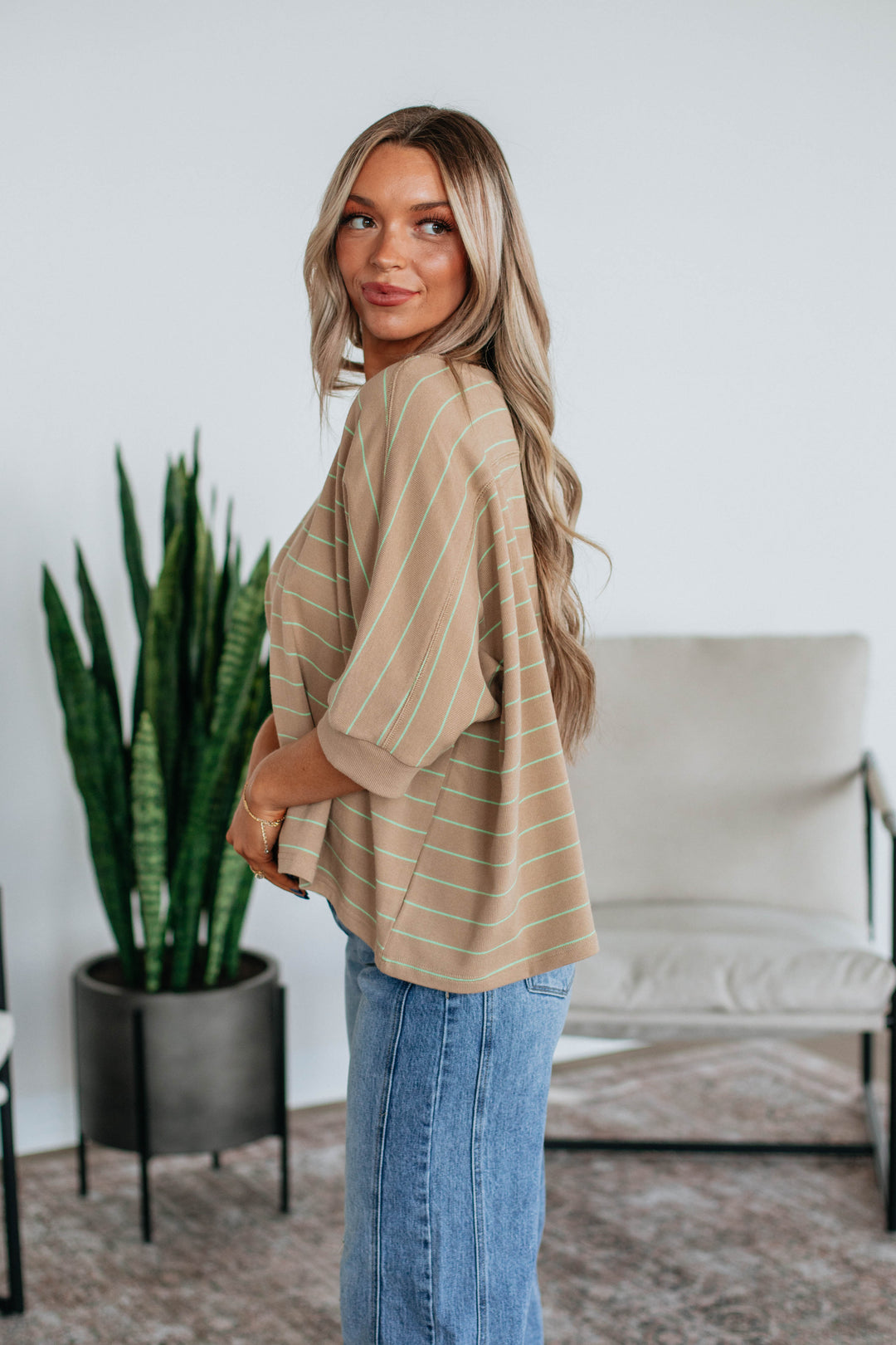 Zaria Striped Top - Tan