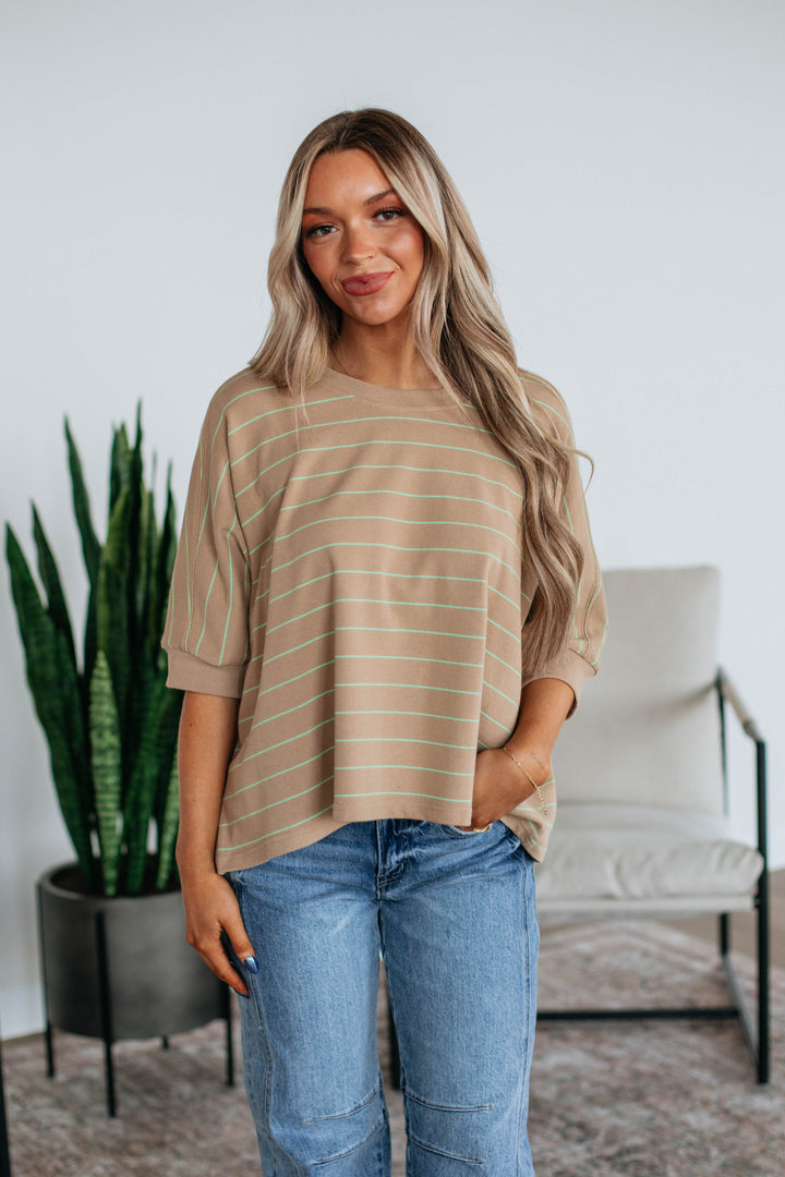 Zaria Striped Top - Tan