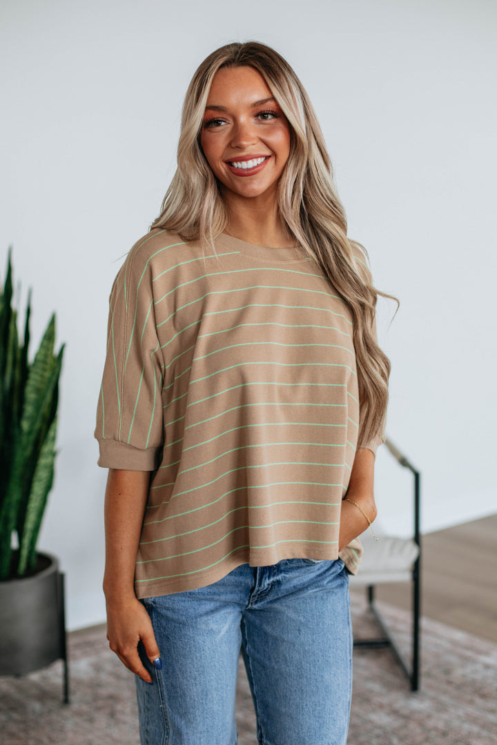 Zaria Striped Top - Tan