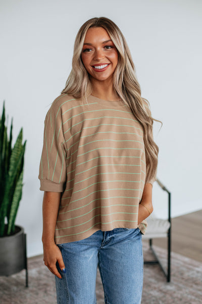 Zaria Striped Top - Tan