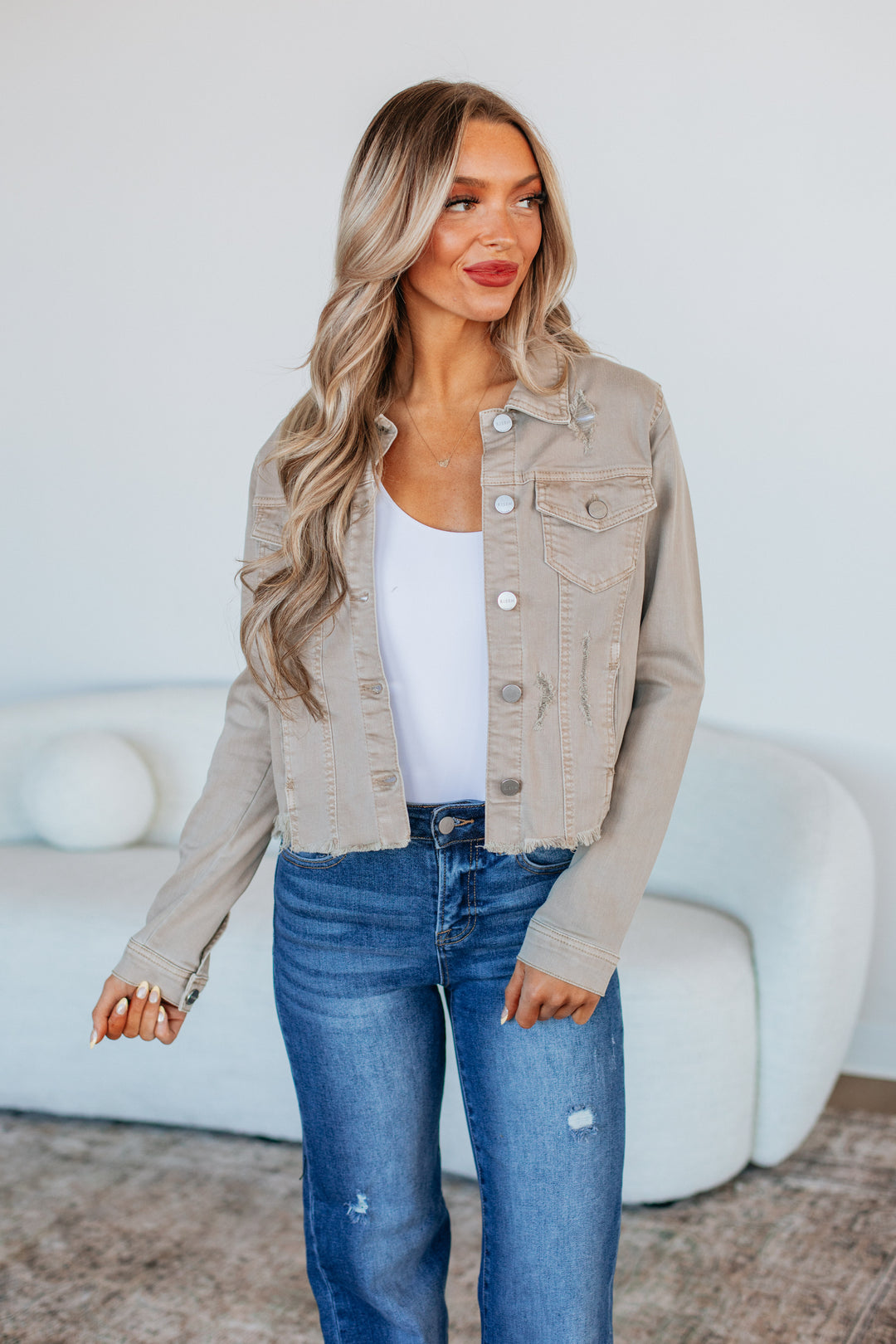 Gemma Risen Denim Jacket - Taupe