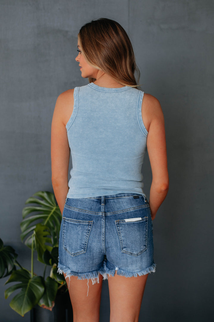 Haley Ribbed Tank - Sky Blue