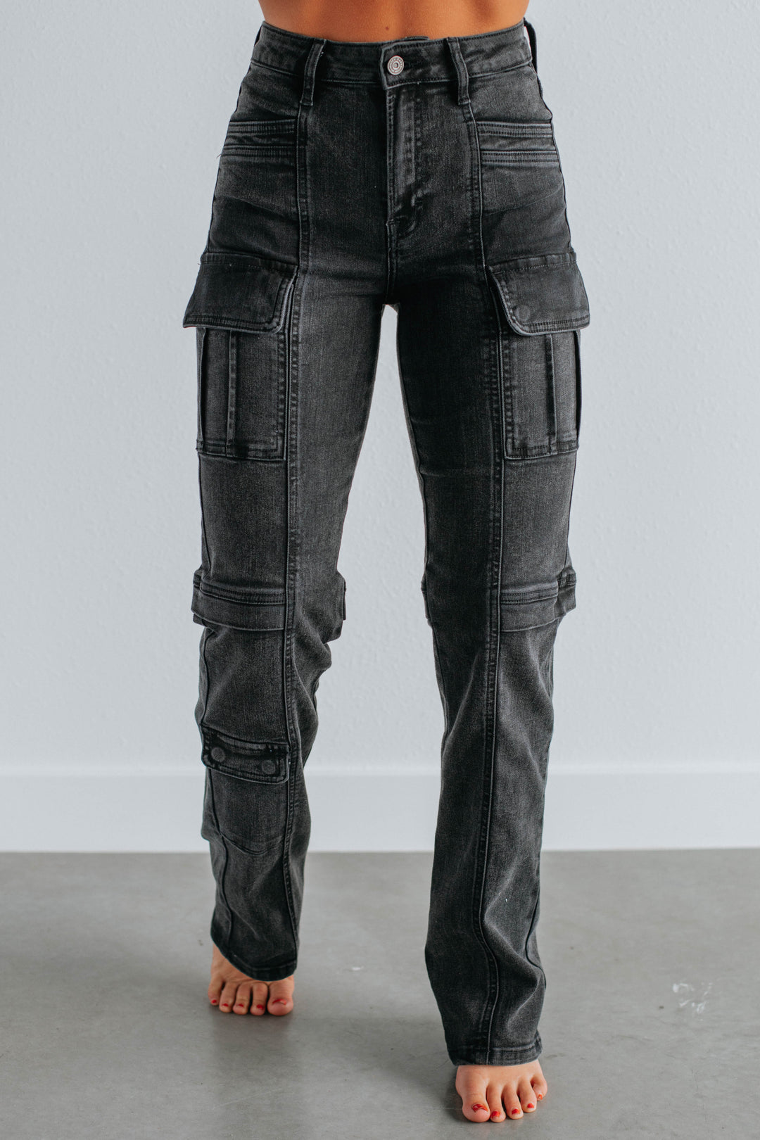 Tracey Hidden Cargo Jeans - Vintage Black