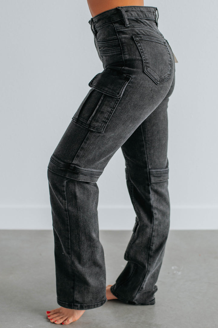 Tracey Hidden Cargo Jeans - Vintage Black